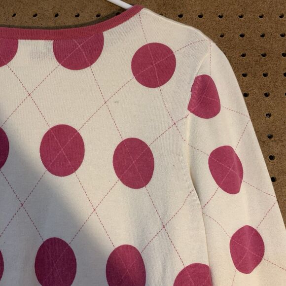 Preppy Sweater Set Polka Dot Argyle Vintage Cardigan Tank Pink Cute Femme Y2K 90 - Picture 6 of 12
